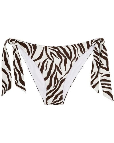 Max Mara Silvana Zebra-Print Bikini Briefs - White