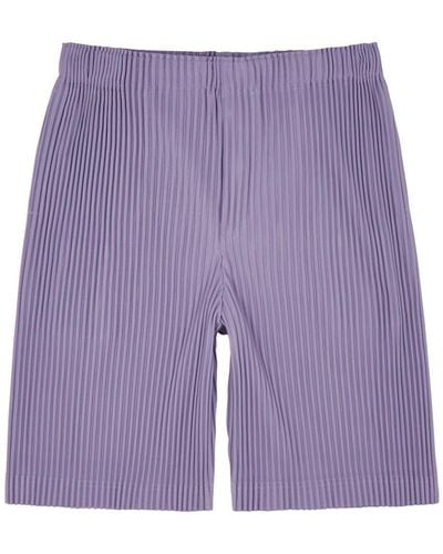 Issey Miyake Homme Plissé Pleated Jersey Shorts - Purple