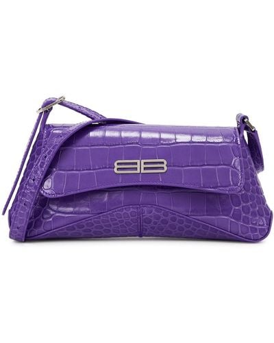 Balenciaga Flap Street Small Crocodile-effect Cross-body Bag - Purple