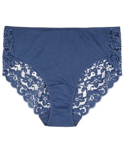 Hanro Moments Panelled Lace Briefs - Blue