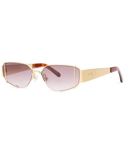 For Art's Sake Talia 18Kt-Plated Rectangle-Frame Sunglasses - Pink