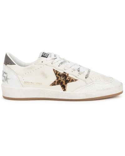 Golden Goose Ball Star Distressed Panelled Trainers - White