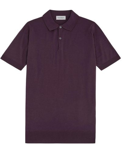John Smedley Payton Wool Polo Shirt - Purple