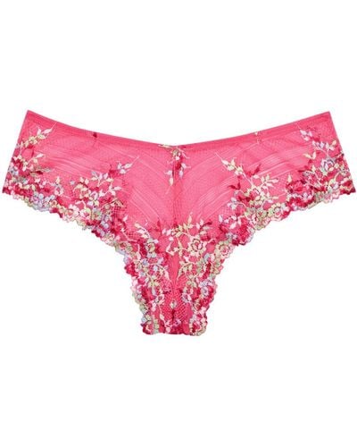 Wacoal Embrace Floral-Embroidered Lace Briefs - Pink