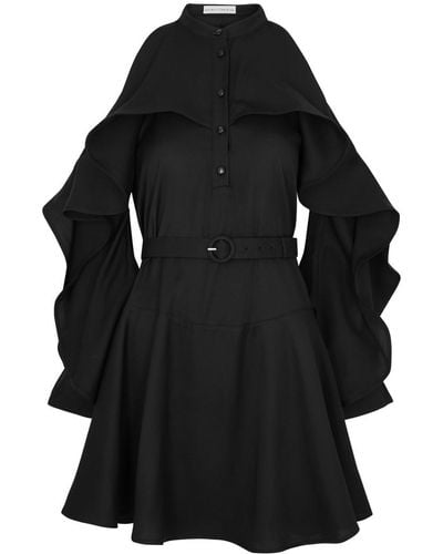 Palmer//Harding Glimmer Ruffled Twill Mini Dress - Black