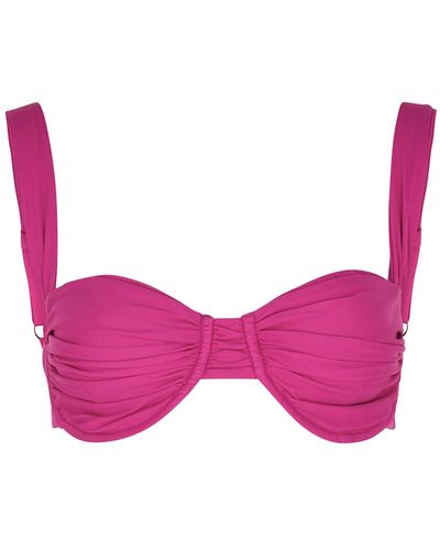 Faithfull The Brand Sol Fuchsia Ruched Bikini Top - Pink