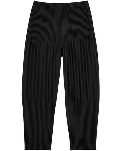 Issey Miyake Homme Plissé Pleated Cropped Trousers - Black