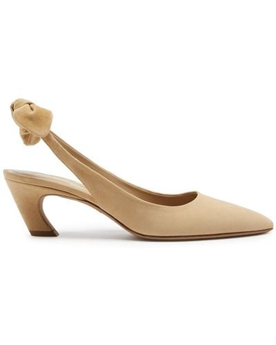 Chloé Oli 65 Suede Slingback Court Shoes - Natural
