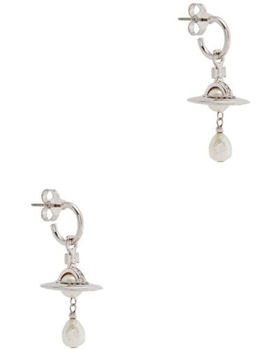 Vivienne Westwood Aleksa Orb-embellished Hoop Earrings - White