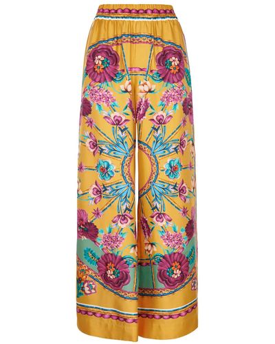 La DoubleJ Printed Silk-Twill Trousers - Multicolour