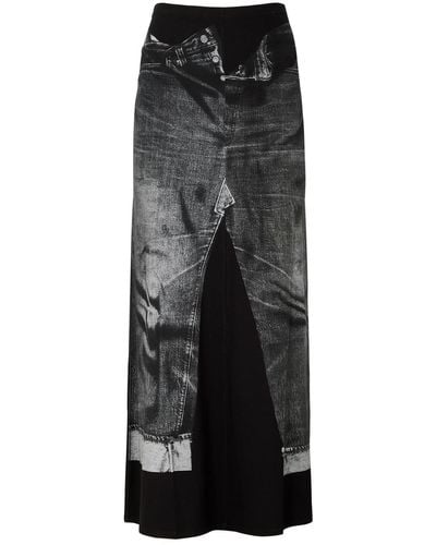 Jean Paul Gaultier Denim Trompe L'oeil Stretch-jersey Maxi Skirt - Black