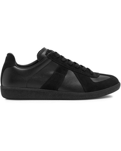 Maison Margiela Replica Paneled Leather Sneakers - Black