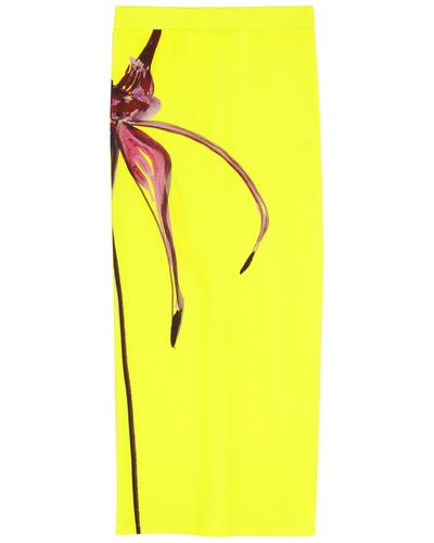 Louisa Ballou Floral-print Stretch-jersey Midi Skirt - Yellow