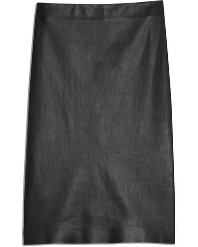 Theory Skinny Pencil Skirt In Leather - Black