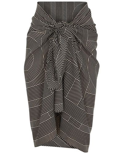 Totême Monochrome Striped Cotton-Blend Sarong - Gray