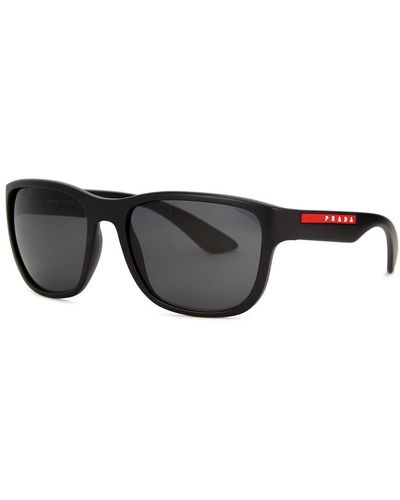 Prada Linea Rossa Matte Square-frame Sunglasses - Black
