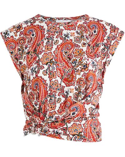 Rabanne Paisley-Print Stretch-Jersey Top - Red