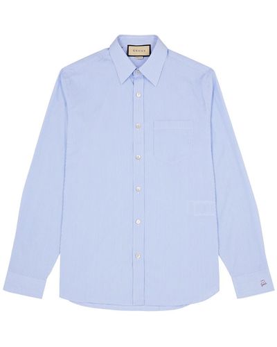 Gucci Striped Cotton-poplin Shirt - Blue