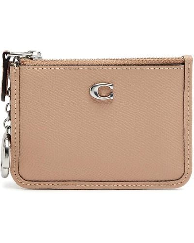COACH Leather Card Holder - Natural
