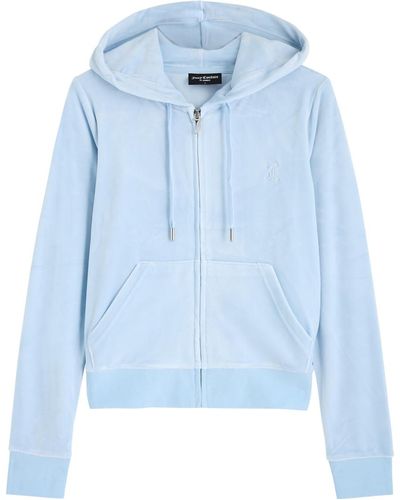 Juicy Couture Robertson Hooded Velour Sweatshirt - Blue