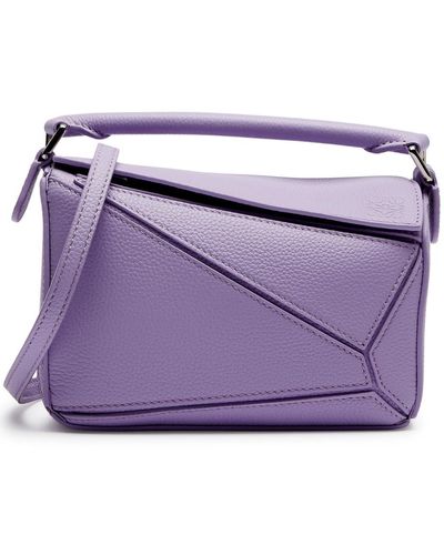 Loewe Puzzle Mini Leather Cross-body Bag - Purple
