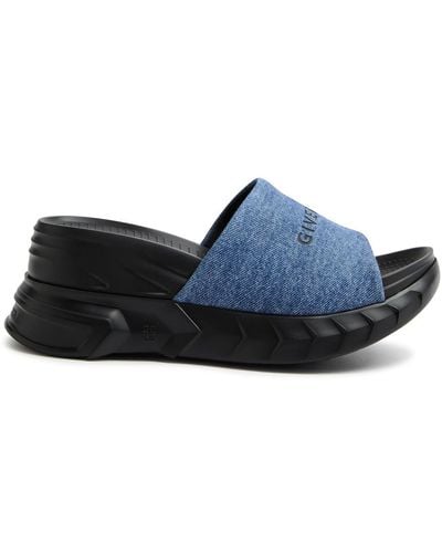 Givenchy Marshmallow Wedge Logo Sandals - Blue