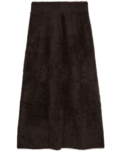 Lisa Yang Asta Brushed Cashmere Midi Skirt - Black