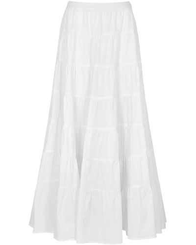 Bird & Knoll Syd Tiered Cotton Maxi Skirt - White