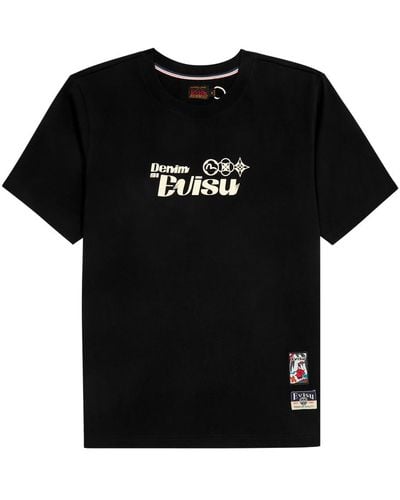Evisu Daicock Printed Cotton T-Shirt - Black