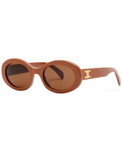 Celine Oval-frame Sunglasses - Brown