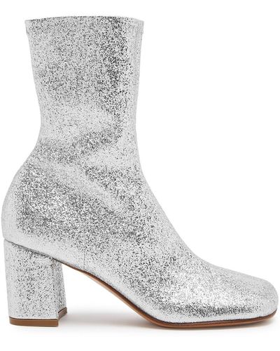 Dries Van Noten 75 Glittered Ankle Boots - White