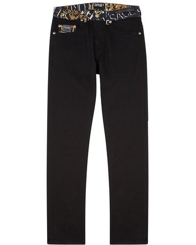Versace Printed Slim-leg Jeans - Black
