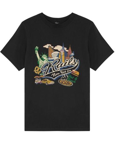 Rails New York Logo-Print Cotton T-Shirt - Black