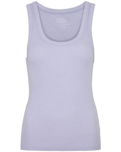 COLORFUL STANDARD Ribbed Stretch-Cotton Tank - Purple