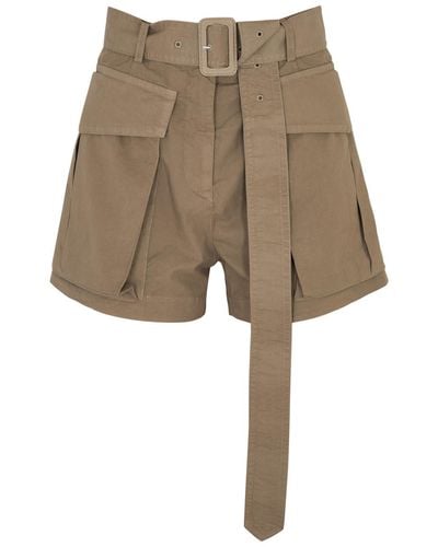 Dries Van Noten Peza Belted Cotton Shorts - Natural