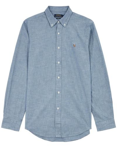 Polo Ralph Lauren Logo-Embroidered Chambray Shirt - Blue
