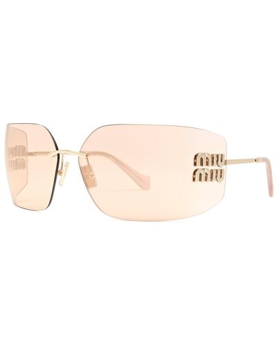 Miu Miu Rimless Mask Sunglasses - Pink