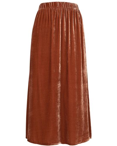 Eileen Fisher Velvet Midi Skirt - Brown