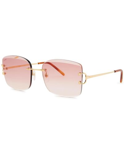 Cartier Signature C De Rimless Square-frame Sunglasses - Pink