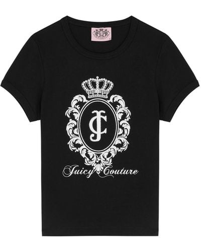 Juicy Couture Heritage Crest Logo Stretch-cotton T-shirt - Black