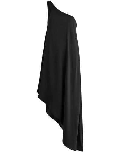 Norma Kamali One-Shoulder Asymmetric Satin Dress - Black