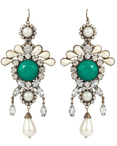Susan Caplan Antiqued Edwardian Revival Earrings - Green