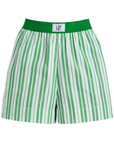 LMND Lemonade Chiara Striped Cotton Shorts - Green