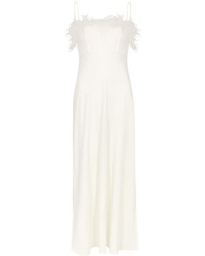 RIXO London Selene Feather-trimmed Midi Dress - White