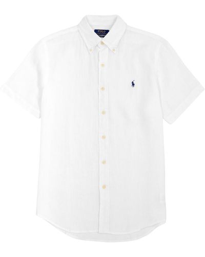 Polo Ralph Lauren Logo-Embroidered Linen Shirt - White