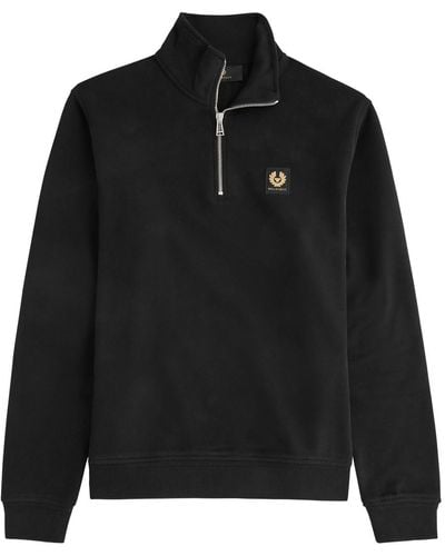 Belstaff Half-Zip Logo Cotton Sweatshirt - Black