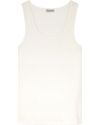 Moncler Logo-Embroidered Stretch-Cotton Tank - White