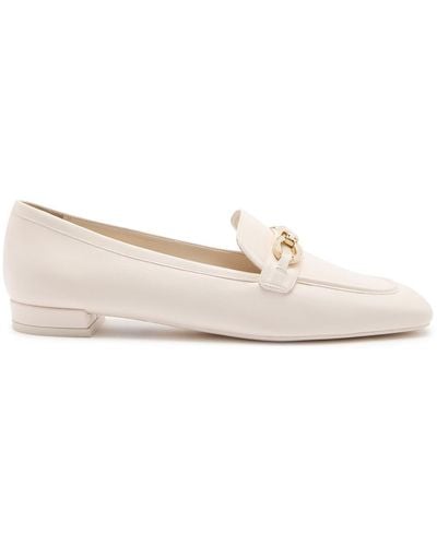Stuart Weitzman Signature Leather Loafers - Natural