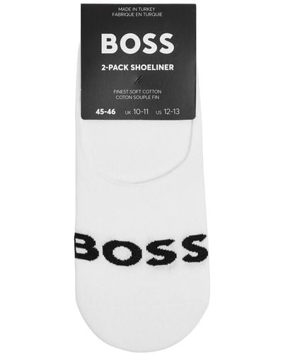 BOSS Logo Cotton-Blend Trainer Socks - Black
