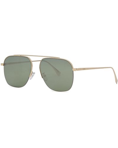 Fendi Pale -tone Aviator-style Sunglasses, Sunglasses, Green Lense